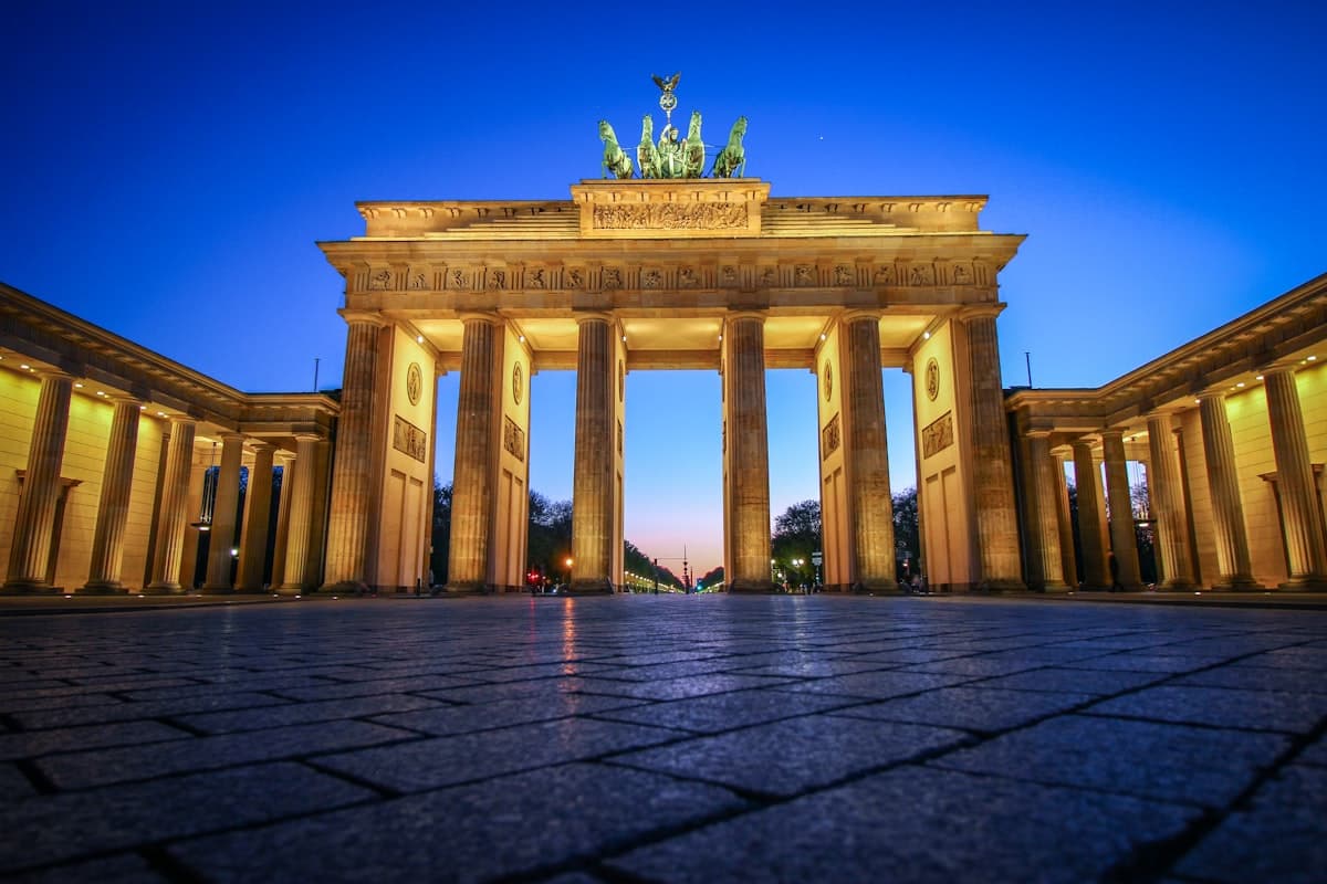The Brandenburg Gate in Berlin at dusk
